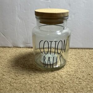 Rae Dunn Clear Glass Jar with Black Text